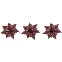COSY&TRENDY Kerstboomversiering Kerstster - 4x - 18 cm - donkerrood glitter - op clip - ornament