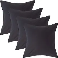 Homescapes Kussensloop 40x40 cm Set van 4 – Zwart – 100% Egyptisch Perkal Katoen – 200 TC