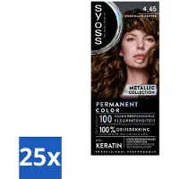 Syoss - Permanent Coloration 4-65 - Haarverf - Permanente Haarkleuring - Chocolate Copper - Grijsdekking - Bulkverpakking - 25 stuks