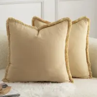 BOG Kussenslopen Set Van 2 - 40x40 Cm Katoen Kaki - Boho Sierkussenhoezen Voor Bank Slaapkamer En Woonkamer - Decoratieve Kussenhoezen Zonder Vulling