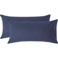 Homescapes Kussensloop 50x90 cm Set van 2 – Marineblauw – 100% Egyptisch Perkal Katoen – 200 TC