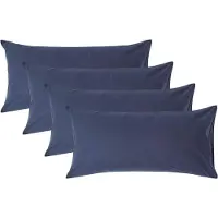 Homescapes Kussensloop 50x90 cm Set van 4 – Marineblauw – 100% Egyptisch Perkal Katoen – 200 TC