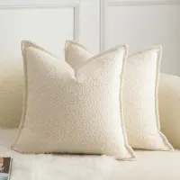 BOG Decoratieve Kussenslopen Set Van 2 - Geweven Textuur - Super Zacht - Premium Sierkussens Voor Bank En Bed - Eenvoudig Design - Beige - 65x65 cm