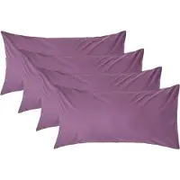 Homescapes Kussensloop 50x90 cm Set van 4 – Paars – 100% Egyptisch Perkal Katoen – 200 TC
