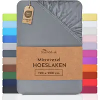 NatureMark Microvezel hoeslaken in vele maten en kleuren, 120x200cm middelgrijs