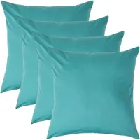 Homescapes Kussensloop 60x60 cm Set van 4 – Petrol – 100% Egyptisch Perkal Katoen – 200 TC