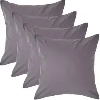 Homescapes Kussensloop 40x40 cm Set van 4 – Donkergrijs – 100% Egyptisch Perkal Katoen – 200 TC