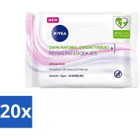Nivea 20 x - Reinigingsdoekjes - Verzachtend - Droge Huid - Verwijdert Waterbestendige Make-up - 25 Doekjes - Gezichtsreinigingsdoekjes - Droge Huid - Make-up Verwijderen - Amandelolie - Hydra IQ