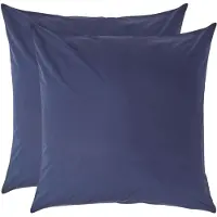Homescapes Kussensloop 60x60 cm Set van 2 – Marineblauw – 100% Egyptisch Perkal Katoen – 200 TC