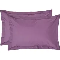 Homescapes Kussensloop 50x75 cm met Rand (Oxford) Set van 2 – Paars – 100% Egyptisch Perkal Katoen – 200 TC
