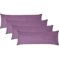Homescapes Kussensloop 50x140 cm voor Lichaamskussen Set van 4 – Paars – 100% Egyptisch Perkal Katoen – 200 TC