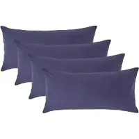 Homescapes Kussensloop 40x80 cm Set van 4 – Marineblauw – 100% Egyptisch Perkal Katoen – 200 TC