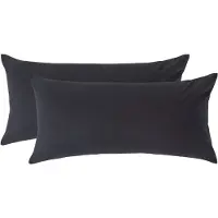 Homescapes Kussensloop 40x80 cm Set van 2 – Zwart – 100% Egyptisch Perkal Katoen – 200 TC