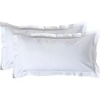 Homescapes Kussensloop 50x90 cm met Rand (Oxford) Set van 2 – Wit – 100% Egyptisch Perkal Katoen – 200 TC