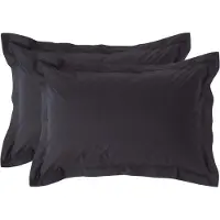 Homescapes Kussensloop 50x75 cm met Rand (Oxford) Set van 2 – Zwart – 100% Egyptisch Perkal Katoen – 200 TC
