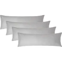 Homescapes Kussensloop 50x140 cm voor Lichaamskussen Set van 4 – Zilvergrijs – 100% Egyptisch Perkal Katoen – 200 TC