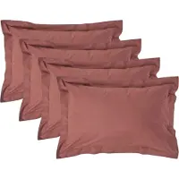 Homescapes Kussensloop 50x75 cm met Rand (Oxford) Set van 4 – Chocoladebruin – 100% Egyptisch Perkal Katoen – 200 TC
