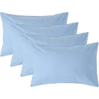 Homescapes Kussensloop 50x75 cm Set van 4 – Blauw – 100% Egyptisch Perkal Katoen – 200 TC