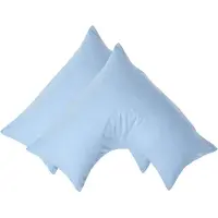 Homescapes Percale Katoen V-Kussensloop Set van 2 - Blauw - 100% Egyptisch Katoen - 200TC - 38 x 76 cm