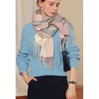 Karma Sjaal, dames, winter, geruit, lang, zacht, kwastjes, kunstkasjmier, wikkeldoek , zacht op de huid , roze