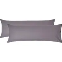 Homescapes Kussensloop 50x140 cm voor Lichaamskussen Set van 2 – Donkergrijs – 100% Egyptisch Perkal Katoen – 200 TC