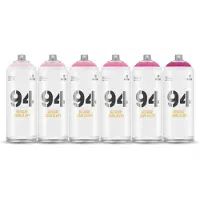 Montana Colors MTN94 spuitbussen pakket - 6x Roze tinten - Lage druk, matte afwerking graffiti spuitverf - 400ml