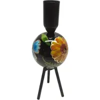 Mansion Atmosphere Kandelaar Driepoot Bloem 6,5x6,5x19cm Zwart zwart Metaal