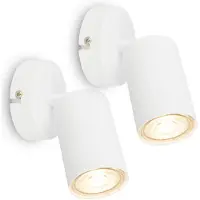 Briloner wandlamp, set van 2, verstelbaar, Ø 8x8,5 cm, rond, GU10 fitting, max. 9W, verstelbaar, wit - Wandlamp voor slaapkamer, hal, woonkamer