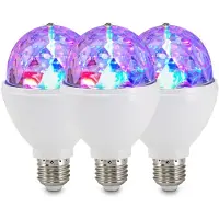 B.K.Licht BRILONER Disco light - Set van 3 LED Lichtbronnen – LED lamp – RGB met kleurverandering – draaiend – lichteffect – E27 Fitting – 3W – 12,9x7,3 cm