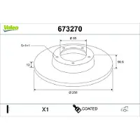 Valeo 673270 Remschijf