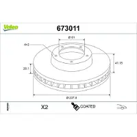 Valeo 673011 Remschijf