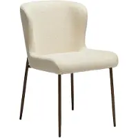 Ebuy24 Glam Dan-Form eetkamerstoel bouclé offwhite.