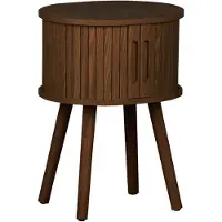 Sweeek Scandinavisch nachtkastje houtdecor met 2 schuifdeuren Walnoot
