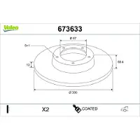 Valeo 673633 Remschijf