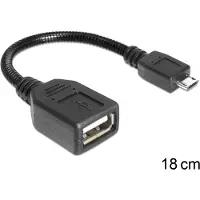 DeLOCK - USB-kabel - USB (v) naar Micro-USB Type B (m) - USB 2.0 OTG - 18 cm - Zwart