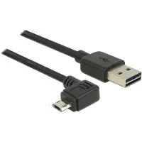 DeLOCK Easy-Micro USB haaks (links/rechts) naar Easy-USB-A kabel - USB2.0 - tot 2A / zwart - 0,50 meter