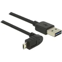 DeLOCK Easy-Micro USB haaks (boven/beneden) naar Easy-USB-A kabel - USB2.0 - tot 2A / zwart - 1 meter