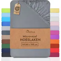 NatureMark Microvezel hoeslaken in vele maten en kleuren, 140x200cm middelgrijs