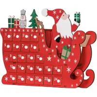 HOMCOM Adventskalender kerstman met slee 24 laden herbruikbaar -22x8x36 cm -