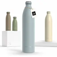 LARS NYSØM Ren Roestvrijstalen drinkfles 1500ml - BPA-vrij geïsoleerde waterfles 1,50 Liter (Sky Blue)
