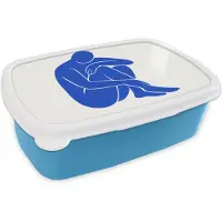 MuchoWow Broodtrommel Blauw - Lunchbox Lichaam - Abstract - Blauw - Brooddoos 18x12x6 cm - Brood lunch box - Broodtrommels voor kinderen en volwassenen