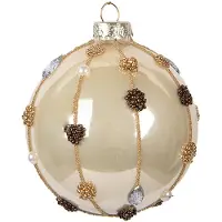 Clayre & Eef Kerstbal Overig Ø 8x8 cm Beige Glas Kerstballen