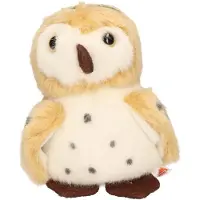 Wild republic Pluche knuffel Uil - vogel - bruin/wit - 13 cm - bosdieren knuffels