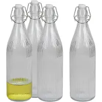 Urban Living Beugelfles/Weckfles - 8x - transparant glas - luchtdicht - 1 liter - waterfles