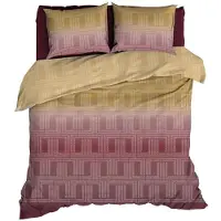 Satin d'or Albenga Dekbedovertrek - Lits-jumeaux - 240x200/220 cm - Bordo/Gold