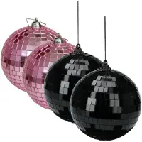 Othmar decorations Grote discobal kerstballen - 2x stuks - roze - 10 cm - kunststof