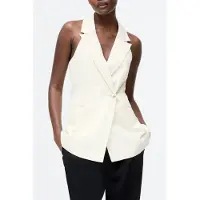 French Connection Sleek Tailored Halterneck Suit Waistcoat Classic Cream Maat: 8 | Gilets Outlet | Dames | Wit