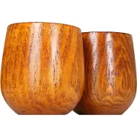 Somstyle Houten Beker Set - 2 Stuks - Drinkbeker 150 ML - Mok Zonder Oor - Bruin