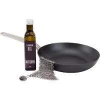 Skottsberg - Carbon Steel - Starterset Plaatstaal - Koekenpan Ø28 cm, Inbrandolie 25 cl & Scrubmatje 14 x 14 cm - PFAS vrij