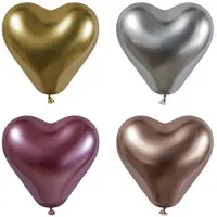 Papstar 4 Ballonnen Ø 28 cm assorti kleuren Glossy Heart large